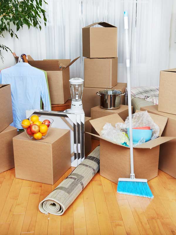 Stack of boxes for move out cleaning