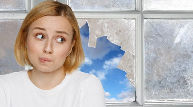 woman broke window while cleaning